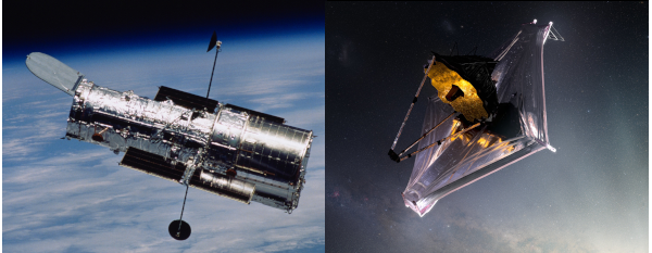 Telescópios Hubble e James Webb